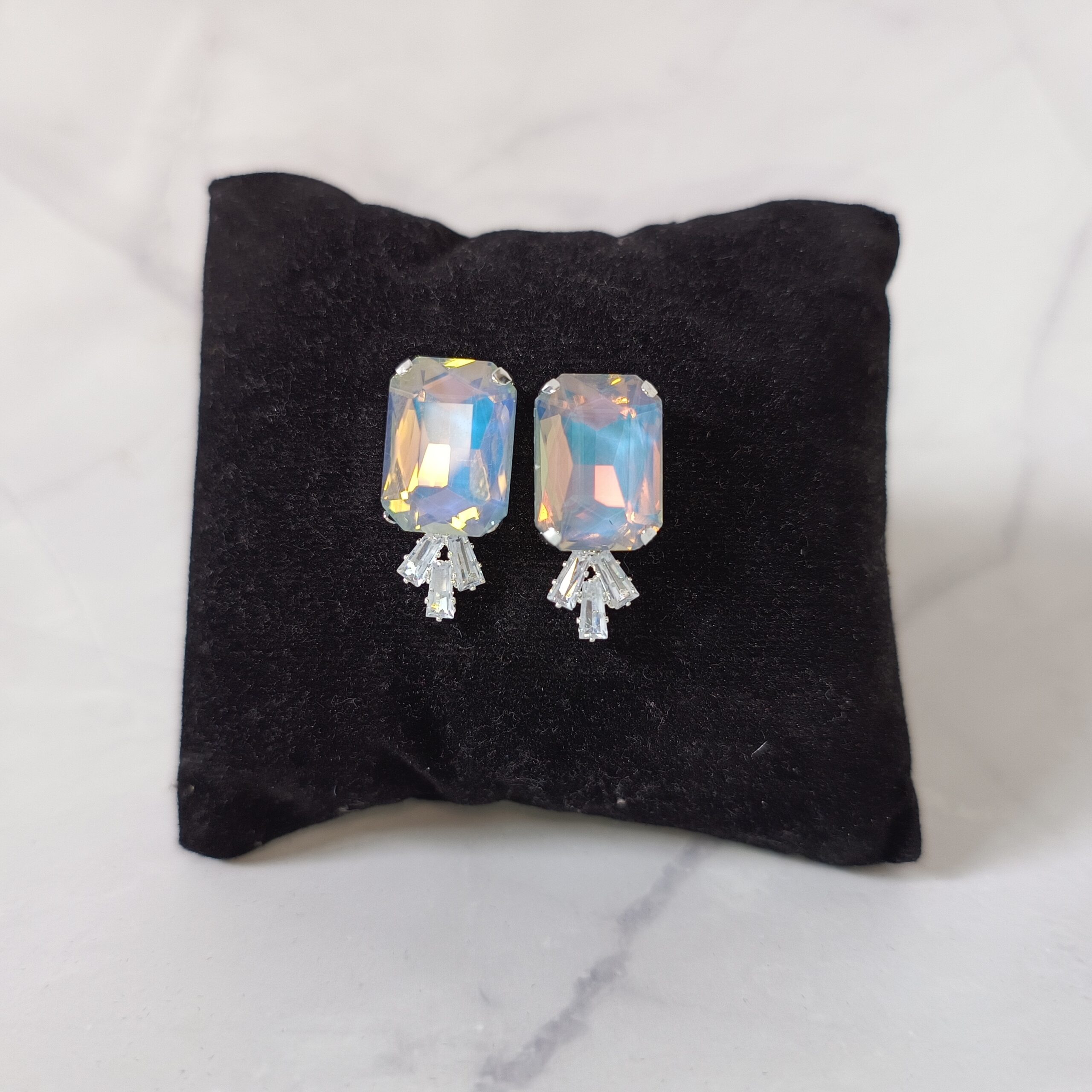 Iridesent Blue Crystal Earrings